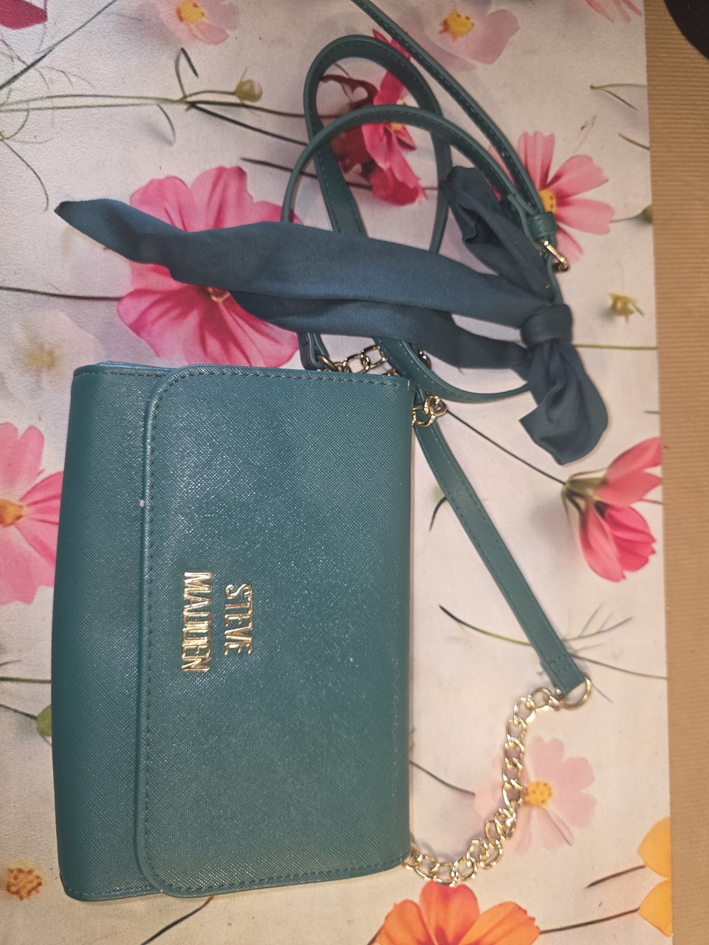 Steve Madden Teal Crossbody with Gold Chain